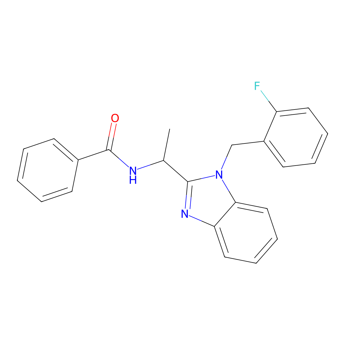 N-({1-[(2-fluorophenyl)methyl]benzimidazol-2-yl}ethyl)benzamide molecular structure, CAS 488132-97-4