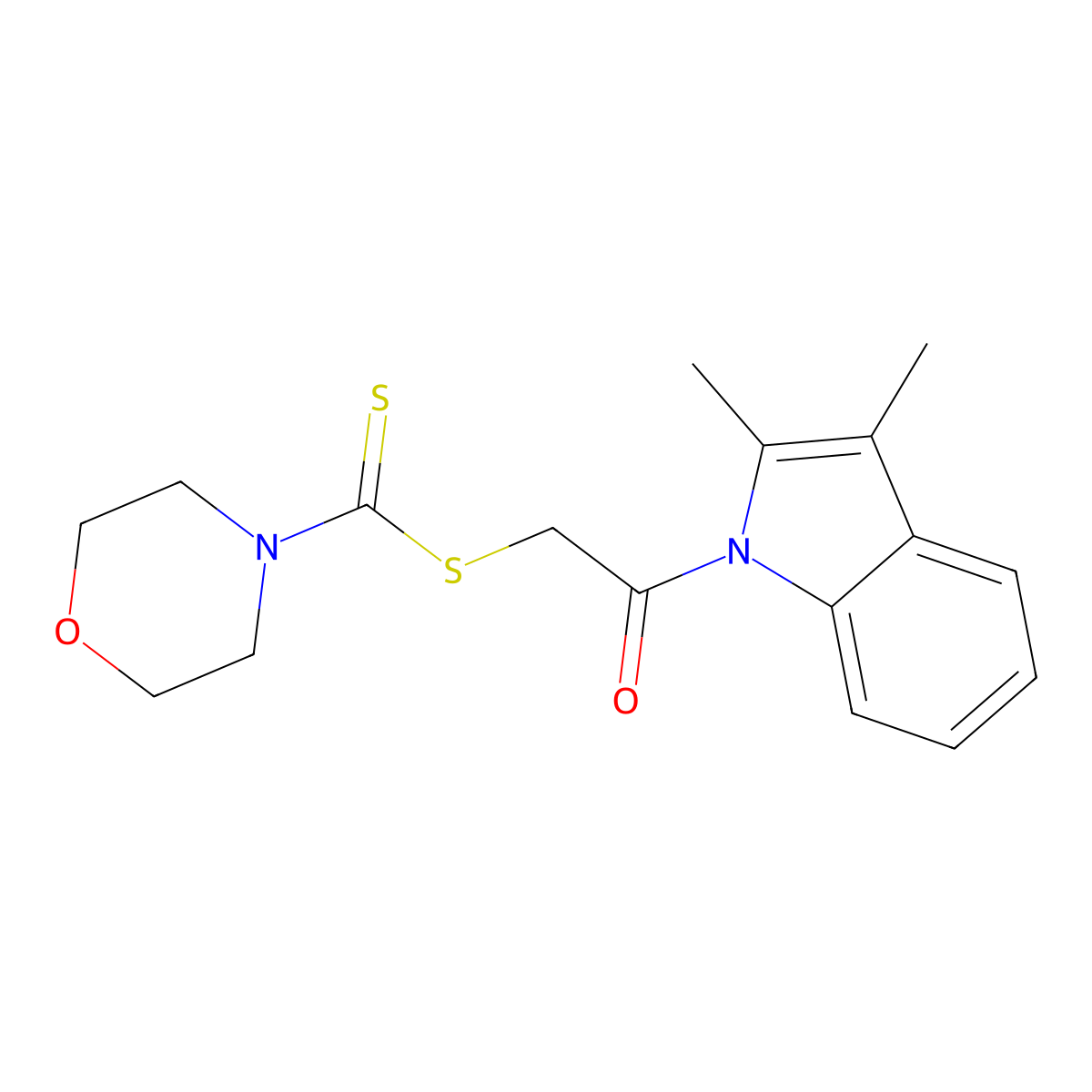 2-(2,3-dimethyl-1H-indol-1-yl)-2-oxoethyl morpholine-4-carbodithioate molecular structure, CAS 488133-84-2