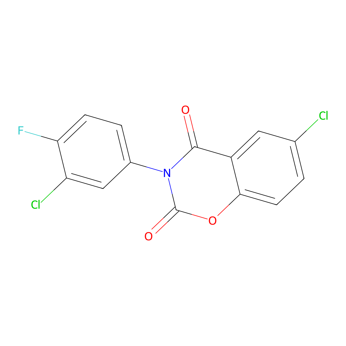 6-chloro-3-(3-chloro-4-fluorophenyl)-2H-1,3-benzoxazine-2,4(3H)-dione molecular structure, CAS 488134-01-6