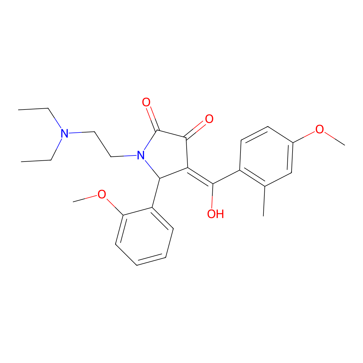 1-[2-(diethylamino)ethyl]-3-hydroxy-4-(4-methoxy-2-methylbenzoyl)-5-(2-methoxyphenyl)-2,5-dihydro-1H-pyrrol-2-one molecular structure, CAS 488134-11-8