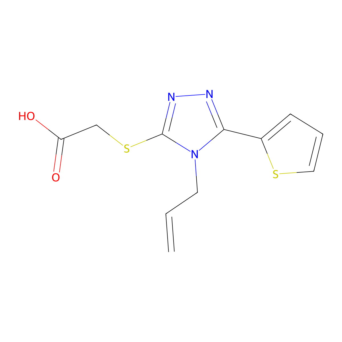 (4-Allyl-5-thiophen-2-yl-4H-[1,2,4]triazol-3-ylsulfanyl)-acetic acid molecular structure, CAS 488134-16-3