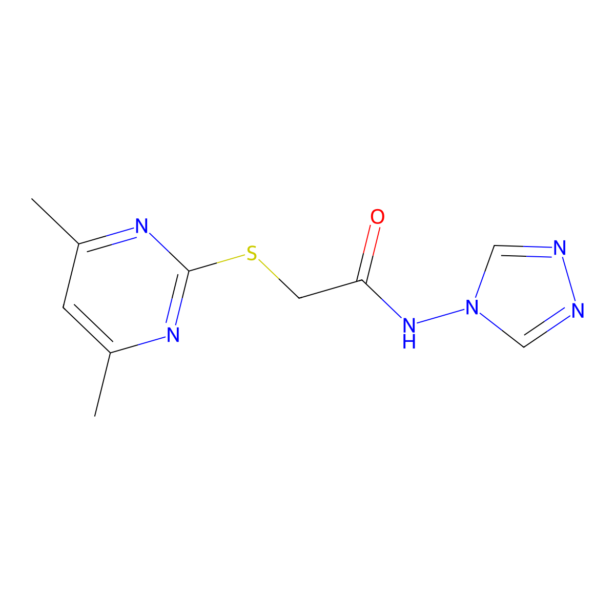 2-[(4,6-dimethyl-2-pyrimidinyl)sulfanyl]-N-(4H-1,2,4-triazol-4-yl)acetamide molecular structure, CAS 488134-37-8