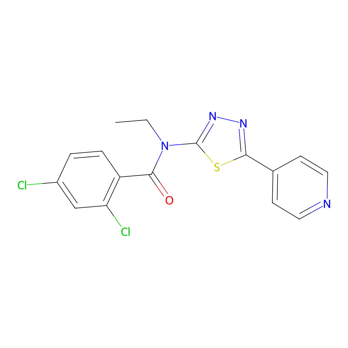 2,4-dichloro-N-ethyl-N-[5-(pyridin-4-yl)-1,3,4-thiadiazol-2-yl]benzamide molecular structure, CAS 488135-22-4