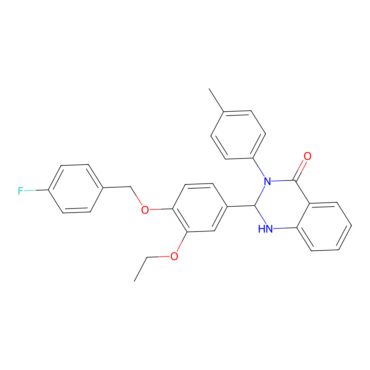 2-{3-ethoxy-4-[(4-fluorobenzyl)oxy]phenyl}-3-(4-methylphenyl)-2,3-dihydro-4(1H)-quinazolinone molecular structure, CAS 488135-32-6