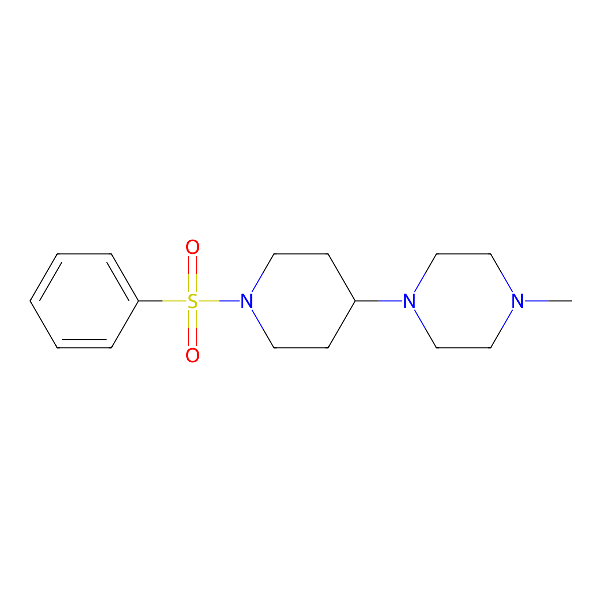 1-[1-(Benzenesulfonyl)piperidin-4-yl]-4-methylpiperazine molecular structure, CAS 488135-52-0