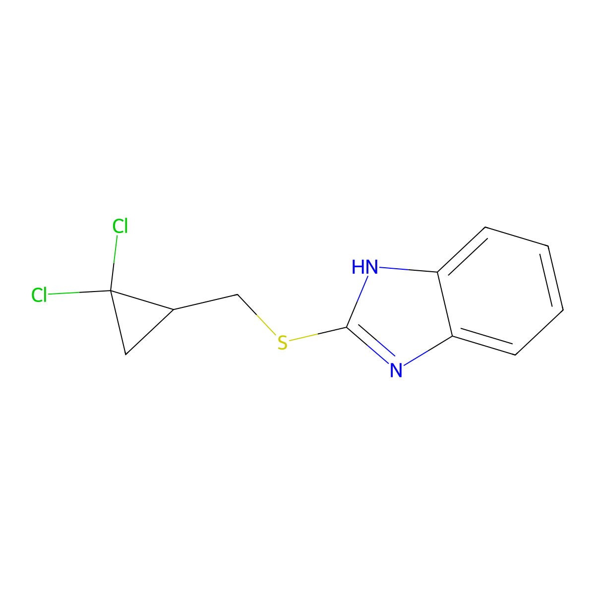 2-[(2,2-dichlorocyclopropyl)methylsulfanyl]-1H-benzimidazole molecular structure, CAS 488135-64-4