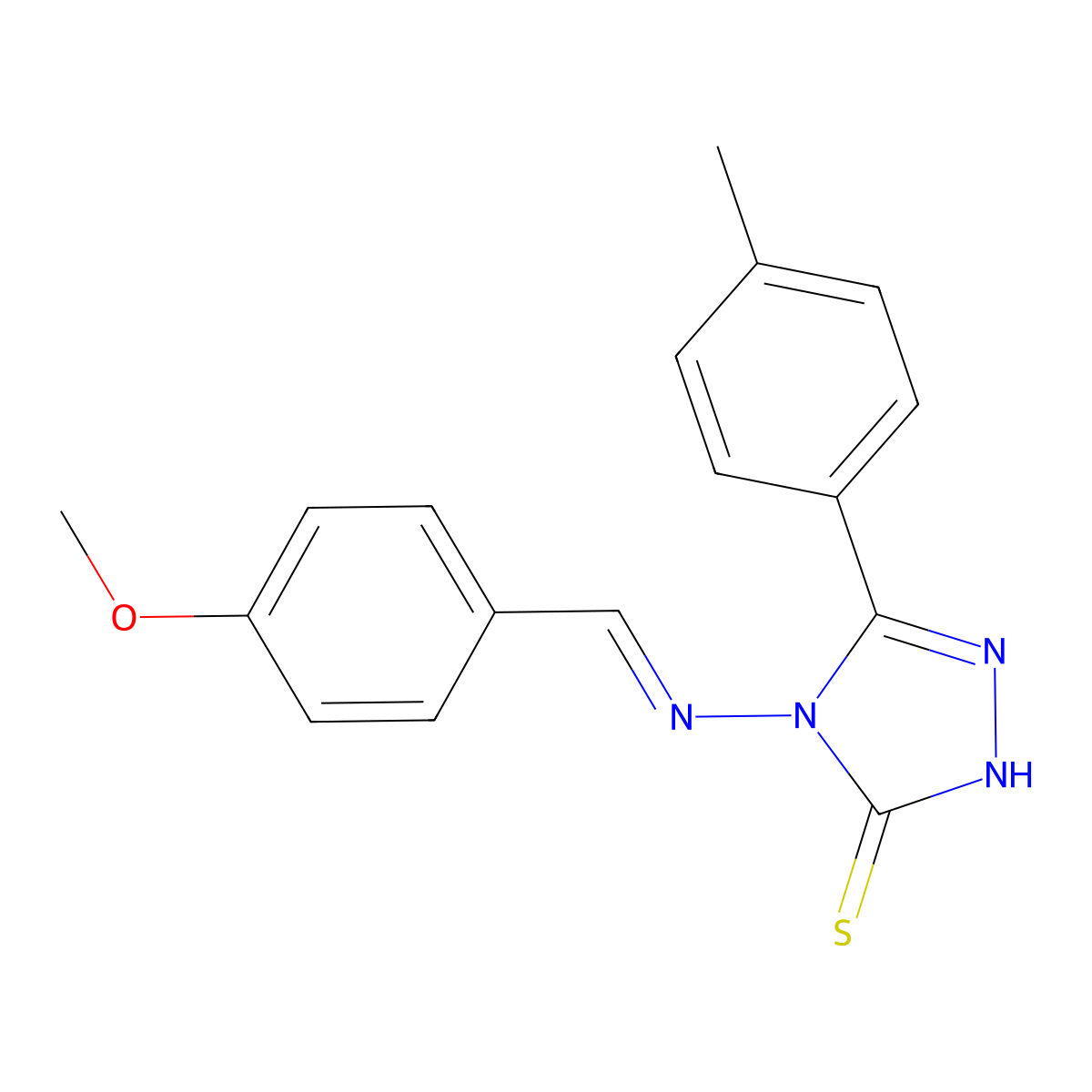 4-{[(4-methoxyphenyl)methylidene]amino}-5-(4-methylphenyl)-4H-1,2,4-triazole-3-thiol molecular structure, CAS 488136-12-5