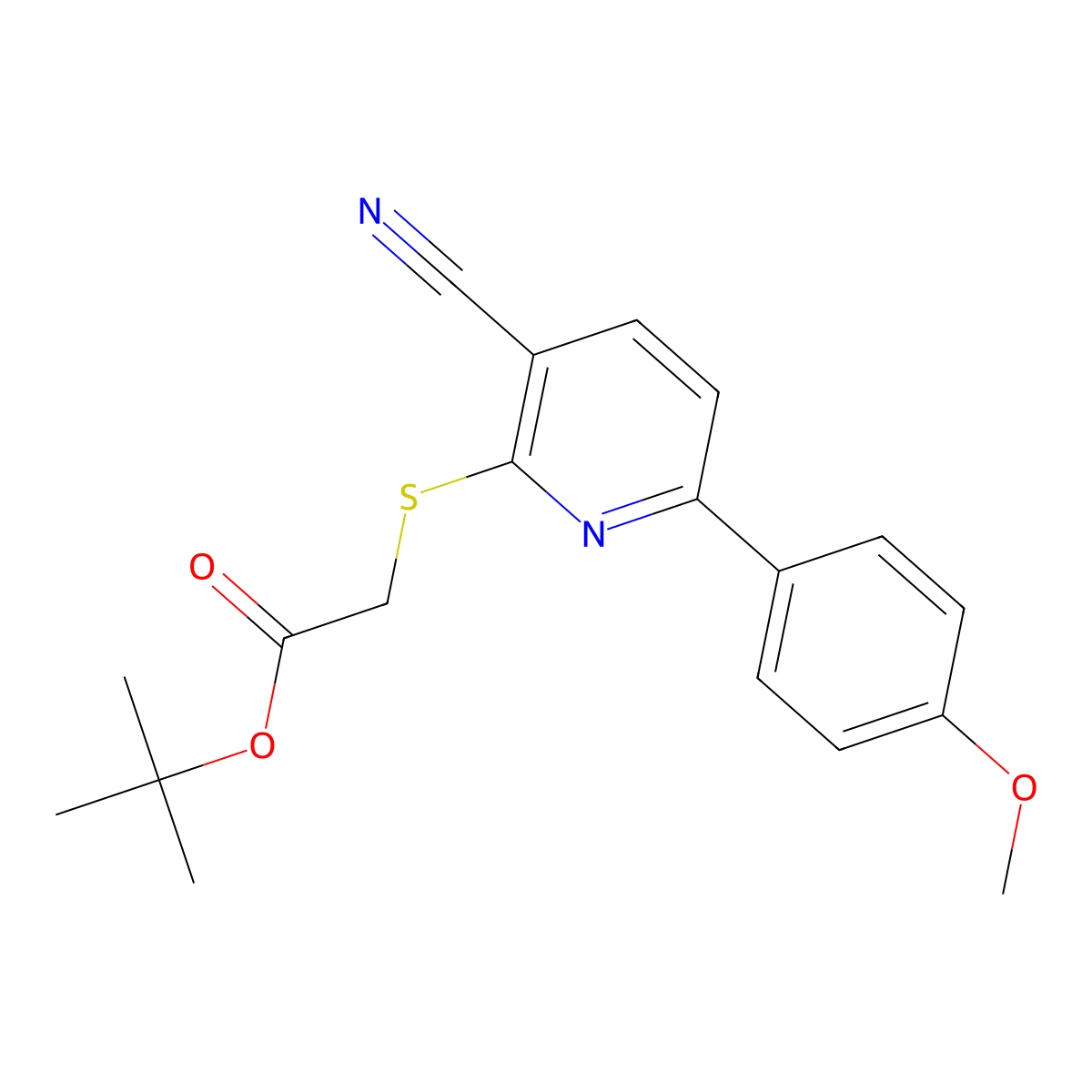 Tert-butyl {[3-cyano-6-(4-methoxyphenyl)pyridin-2-yl]sulfanyl}acetate molecular structure, CAS 488136-66-9