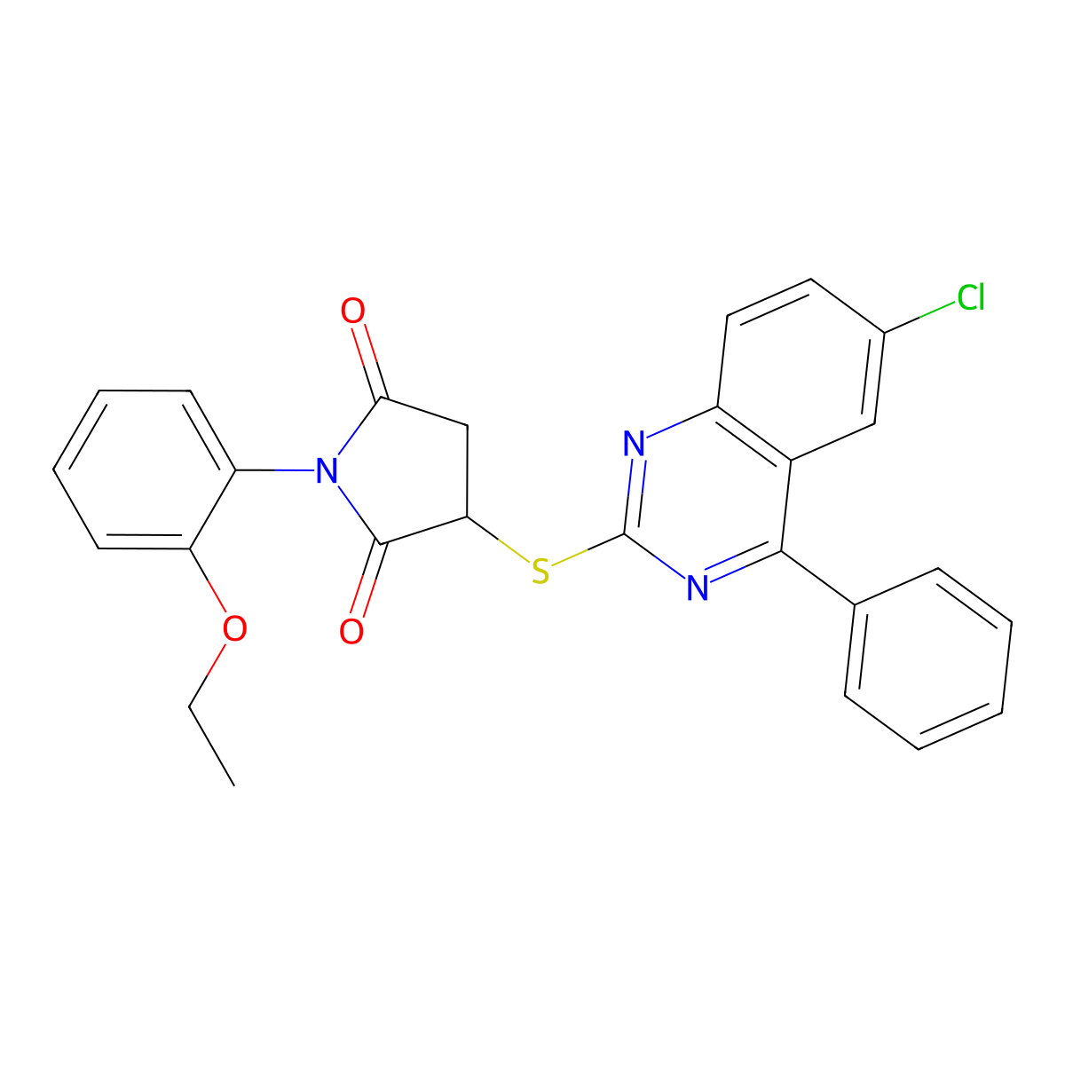 3-[(6-Chloro-4-phenylquinazolin-2-yl)sulfanyl]-1-(2-ethoxyphenyl)pyrrolidine-2,5-dione molecular structure, CAS 488137-23-1