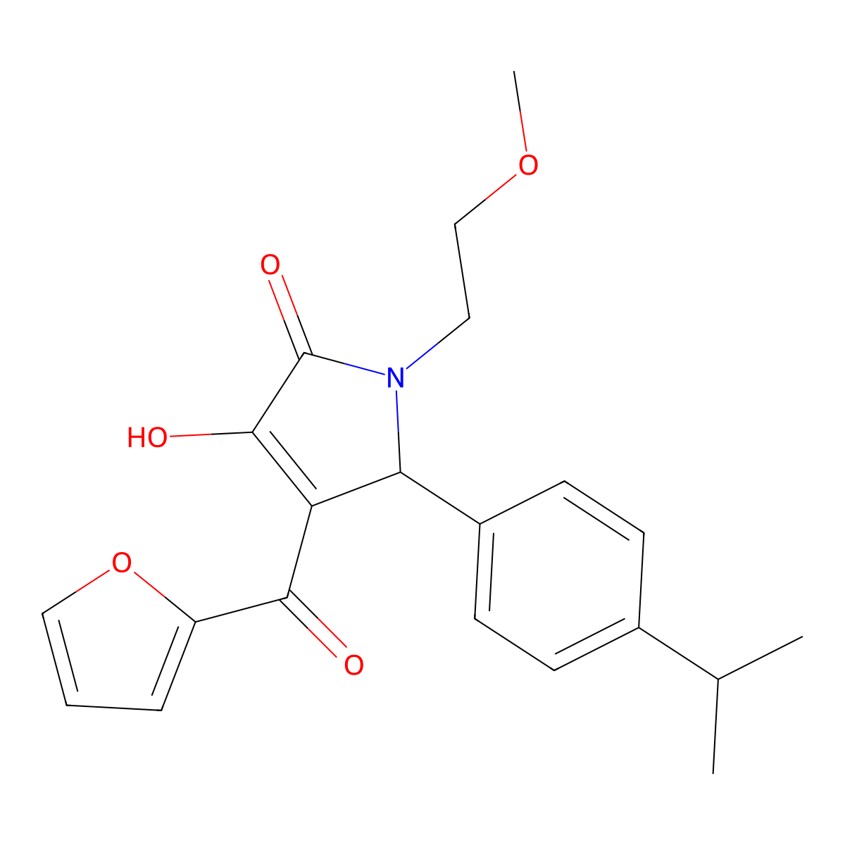 3-(furan-2-carbonyl)-4-hydroxy-1-(2-methoxyethyl)-2-(4-propan-2-ylphenyl)-2H-pyrrol-5-one molecular structure, CAS 488137-75-3
