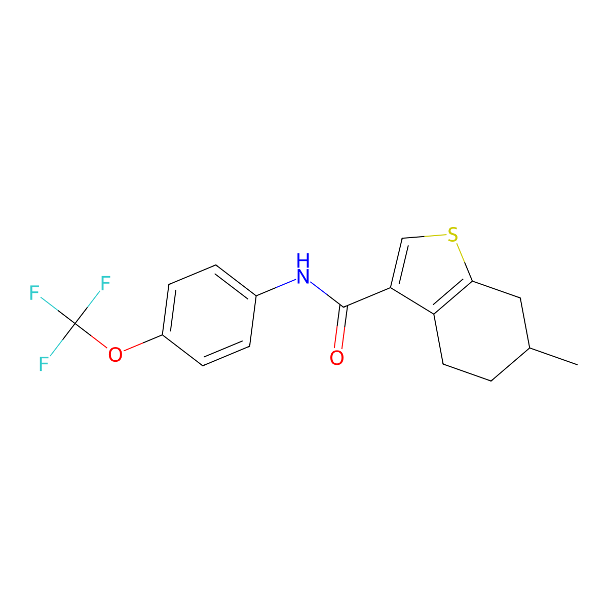 6-methyl-N-[4-(trifluoromethoxy)phenyl]-4,5,6,7-tetrahydro-1-benzothiophene-3-carboxamide molecular structure, CAS 488137-88-8