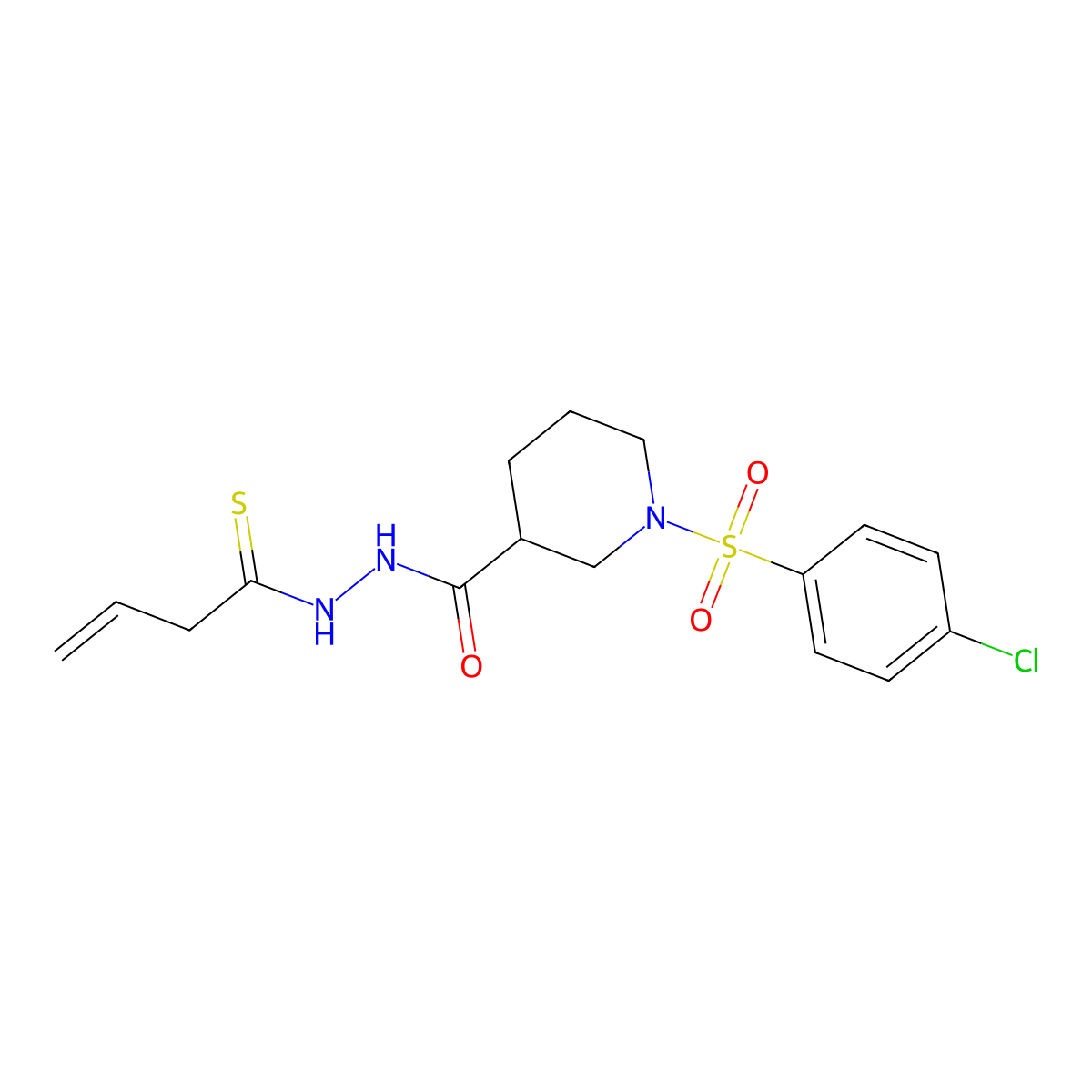N'-(but-3-enethioyl)-1-[(4-chlorophenyl)sulfonyl]piperidine-3-carbohydrazide molecular structure, CAS 488138-25-6