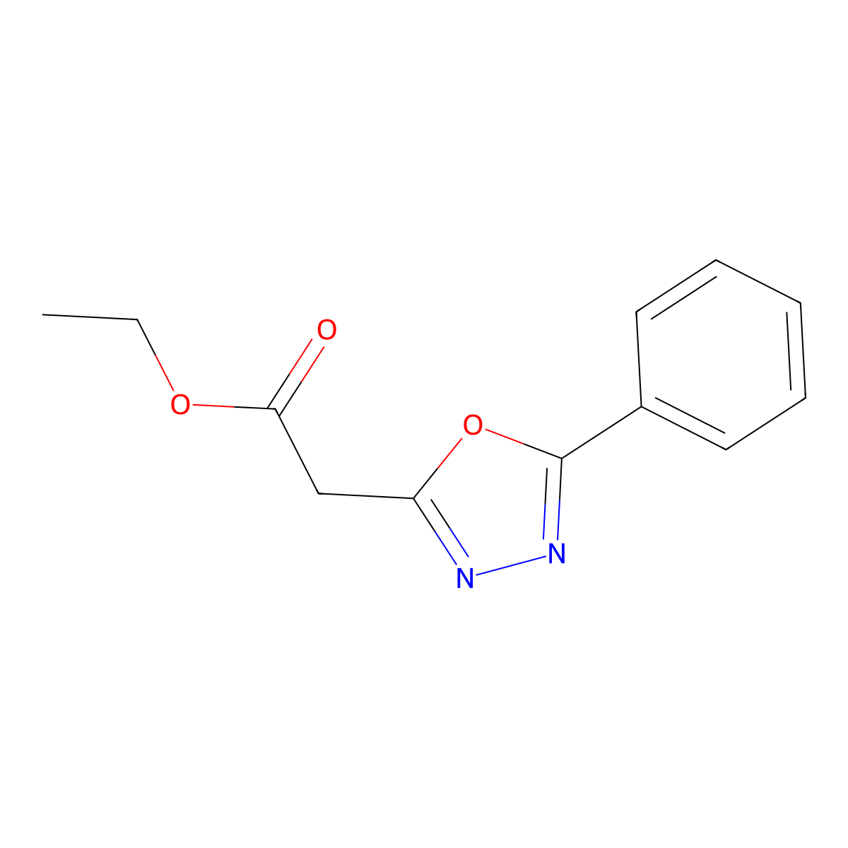 Ethyl 2-(5-phenyl-1,3,4-oxadiazol-2-yl)acetate molecular structure, CAS 4882-92-2