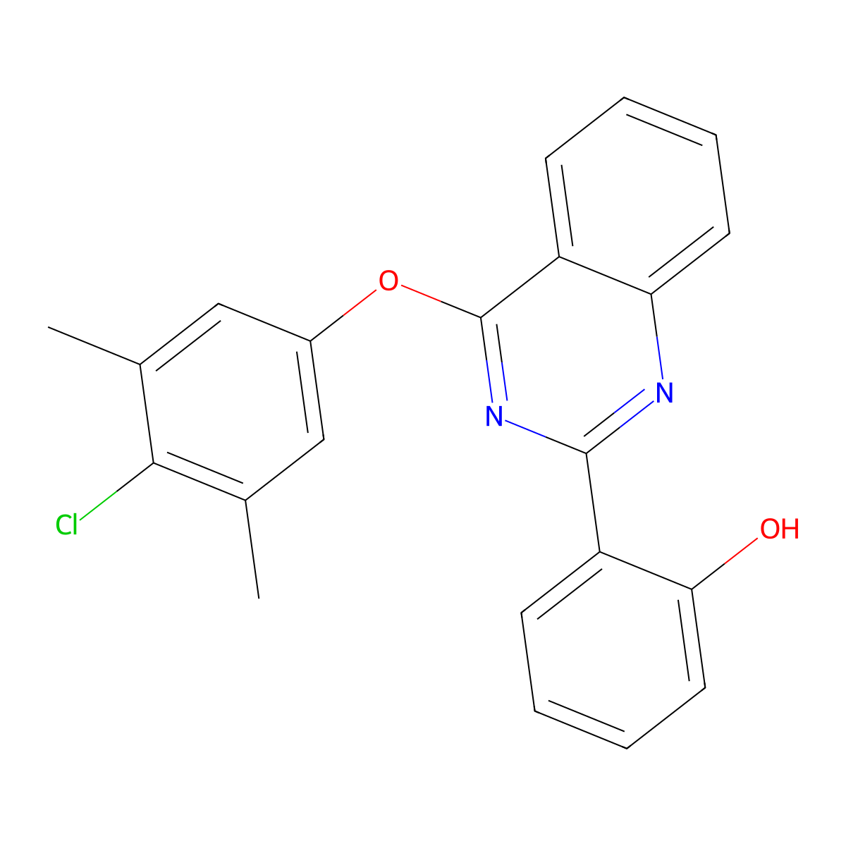 2-[4-(4-Chloro-3,5-dimethylphenoxy)quinazolin-2-yl]phenol molecular structure, CAS 4884-70-2