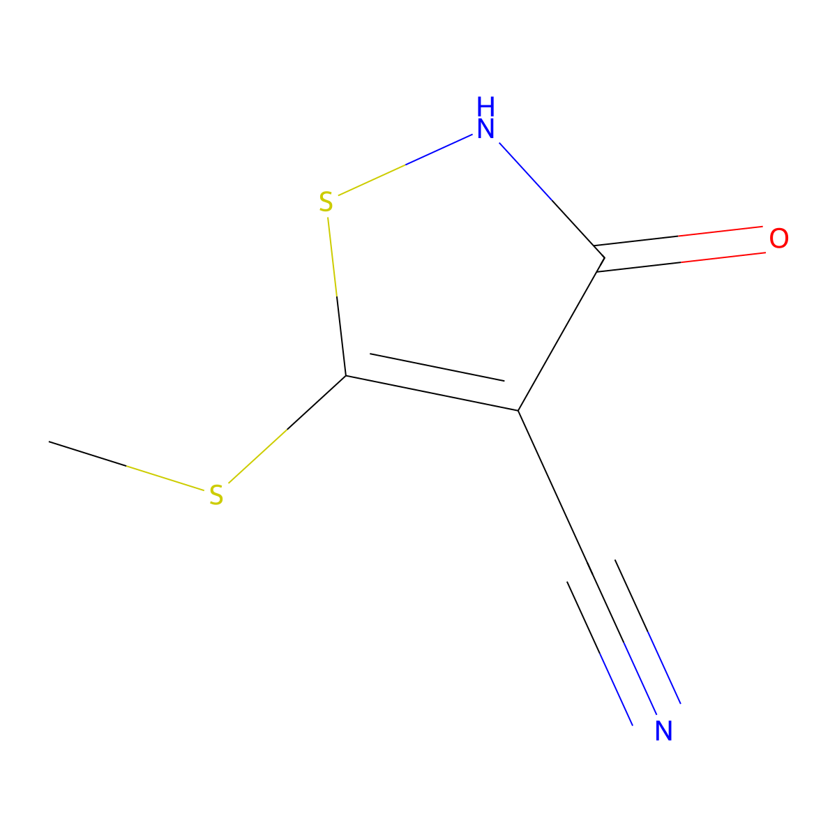 3-Hydroxy-5-(methylsulfanyl)-1,2-thiazole-4-carbonitrile molecular structure, CAS 4886-02-6