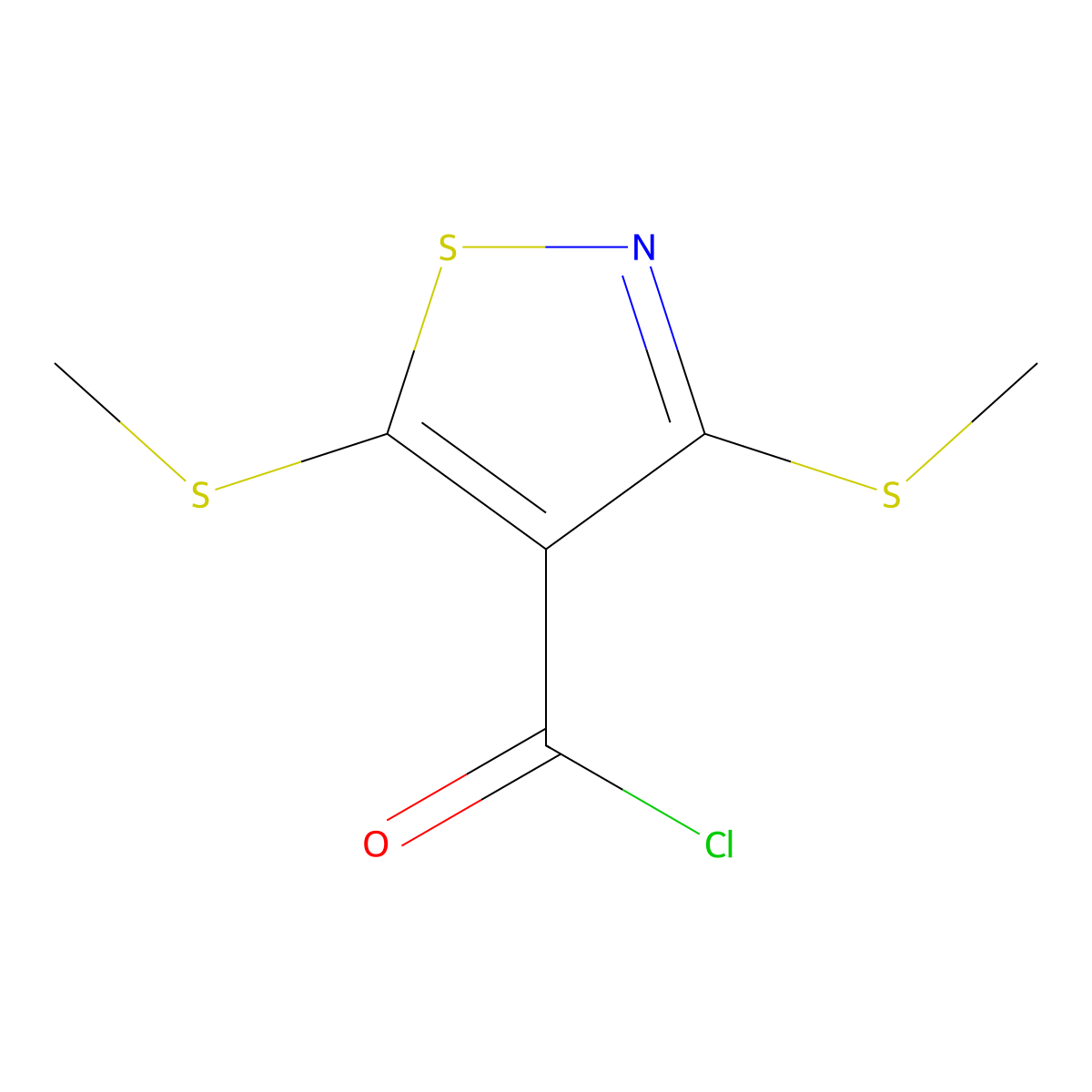 3,5-Bis(methylsulfanyl)-1,2-thiazole-4-carbonyl chloride molecular structure, CAS 4886-16-2