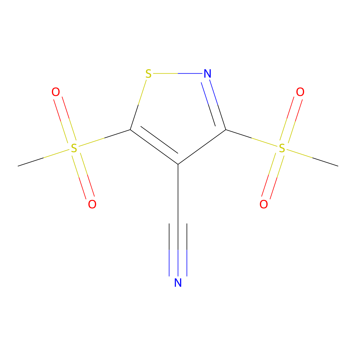 3,5-Bis(methylsulfonyl)-1,2-thiazole-4-carbonitrile molecular structure, CAS 4886-22-0