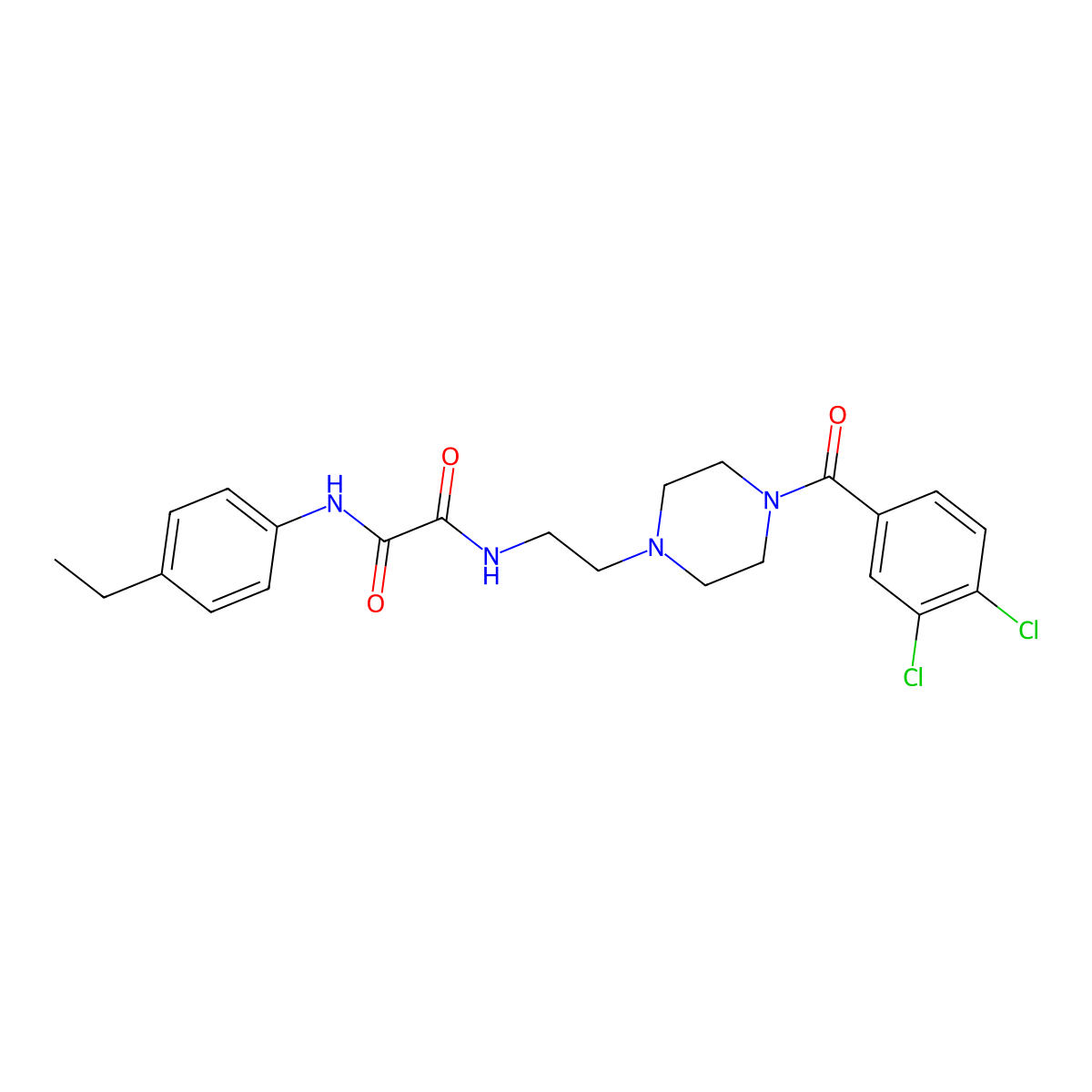 N~1~-{2-[4-(3,4-dichlorobenzoyl)-1-piperazinyl]ethyl}-N~2~-(4-ethylphenyl)ethanediamide molecular structure, CAS 488705-24-4