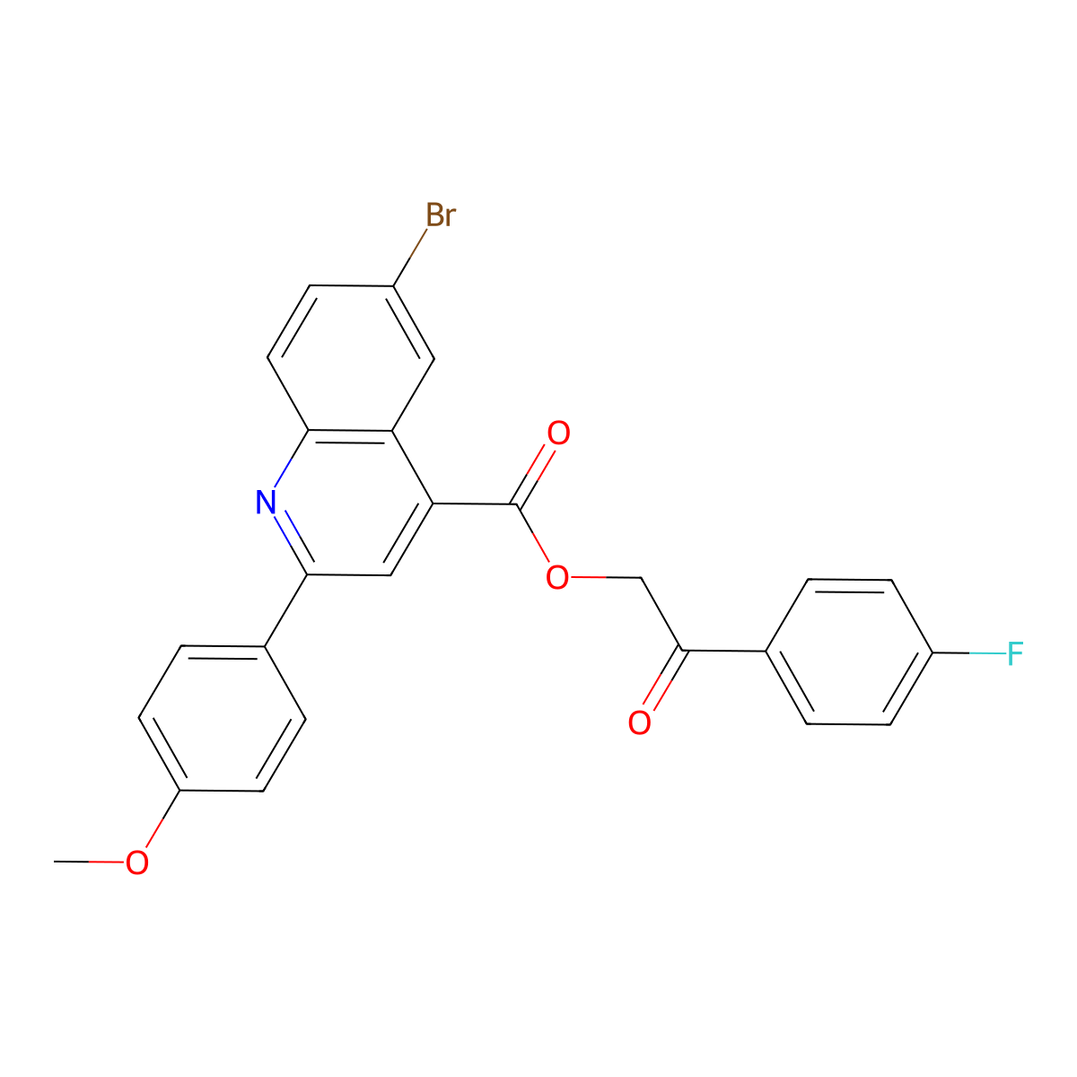 2-(4-Fluorophenyl)-2-oxoethyl 6-bromo-2-(4-methoxyphenyl)-4-quinolinecarboxylate molecular structure, CAS 488705-70-0