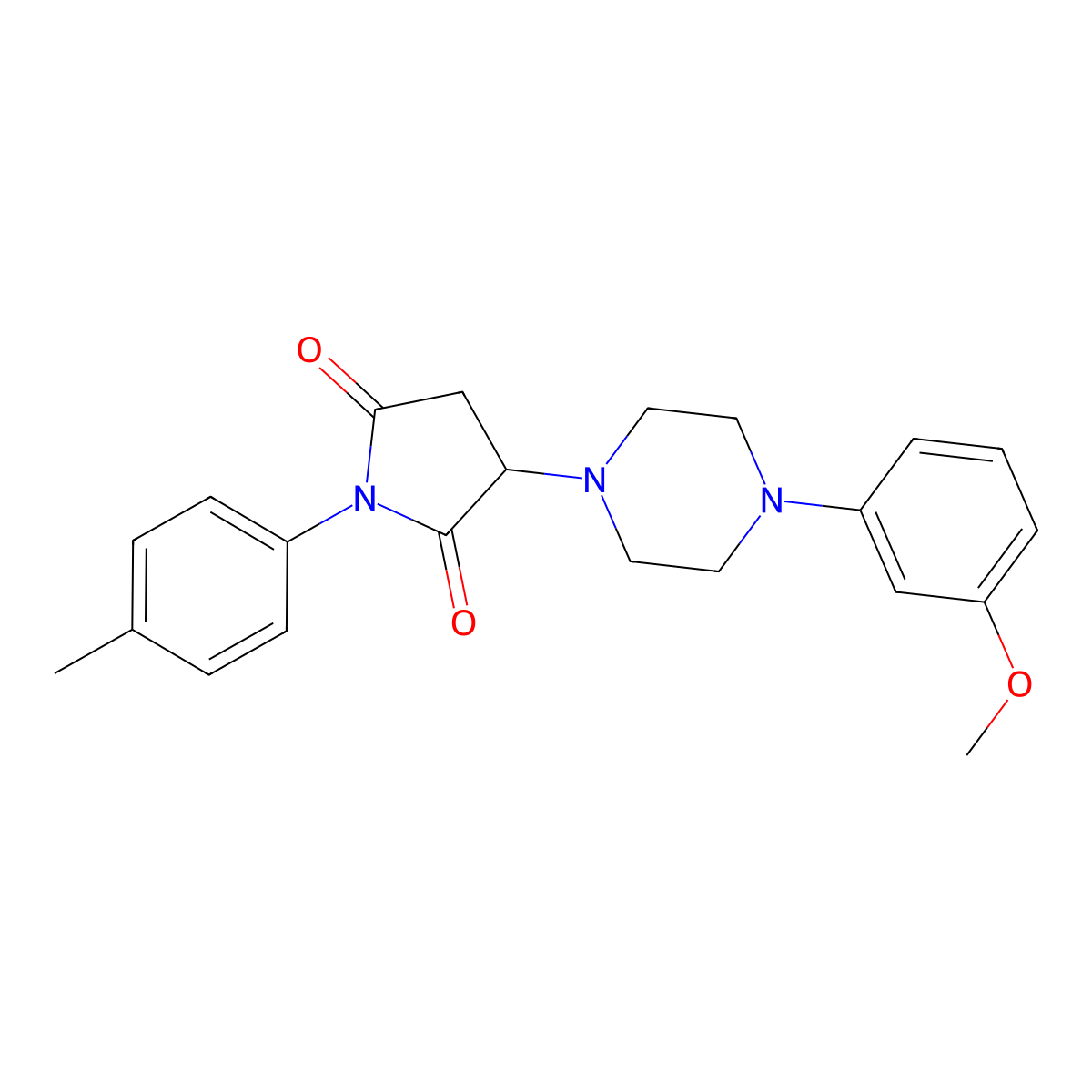 3-[4-(3-Methoxyphenyl)piperazin-1-yl]-1-(4-methylphenyl)pyrrolidine-2,5-dione molecular structure, CAS 488706-59-8