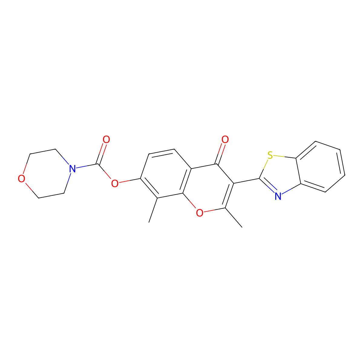 3-(benzo[d]thiazol-2-yl)-2,8-dimethyl-4-oxo-4H-chromen-7-yl morpholine-4-carboxylate molecular structure, CAS 488706-67-8