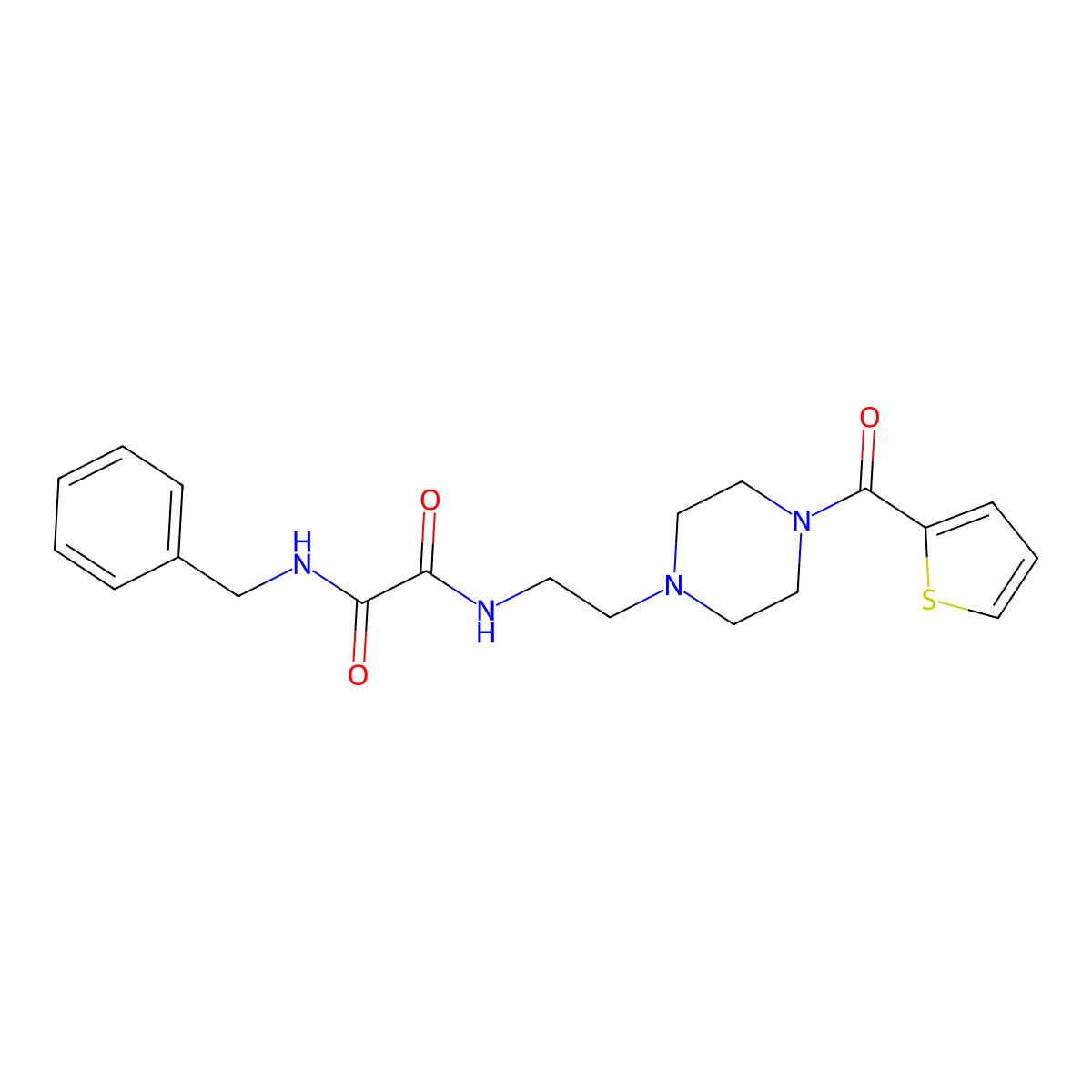 N'-benzyl-N-[2-[4-(thiophene-2-carbonyl)piperazin-1-yl]ethyl]oxamide molecular structure, CAS 488707-24-0