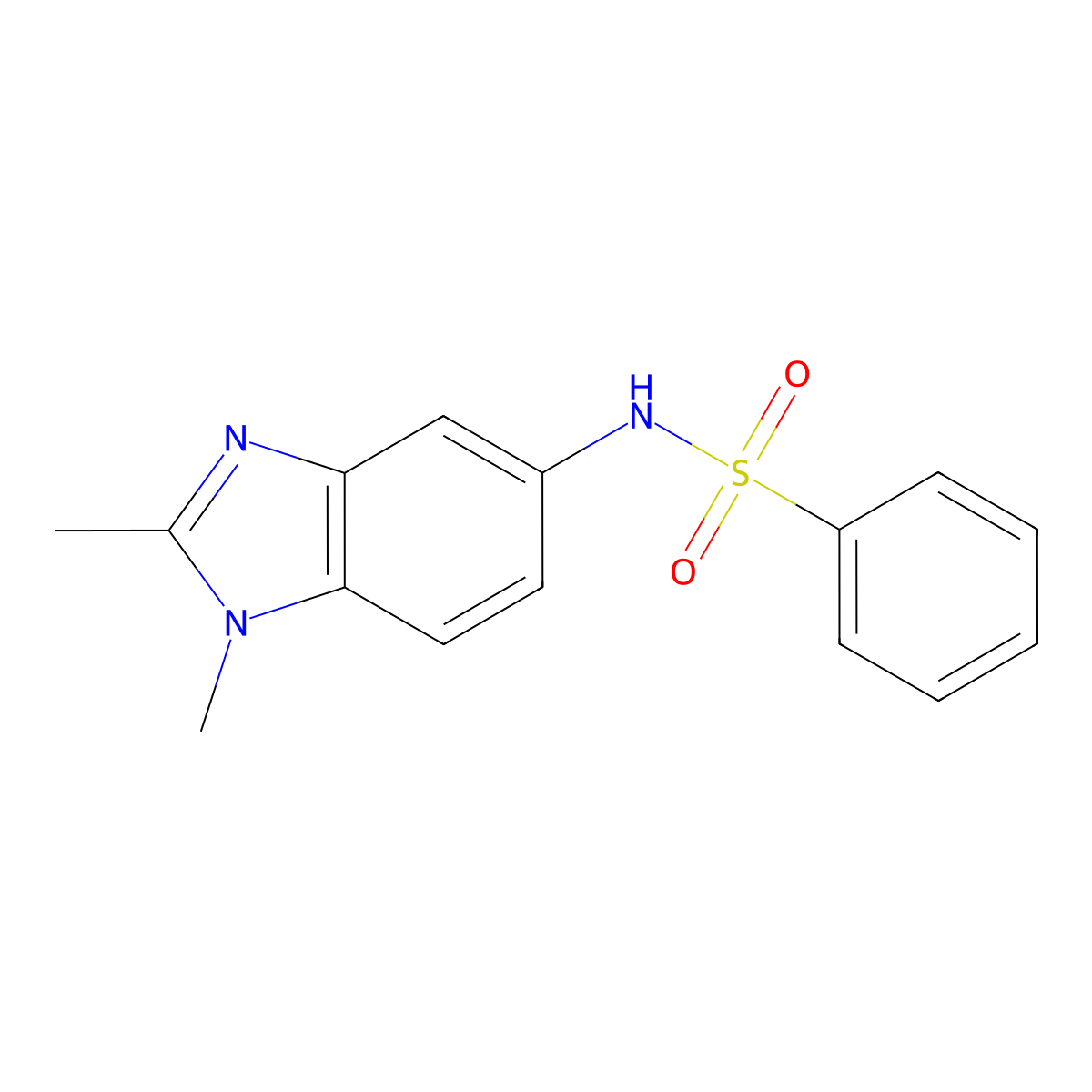 N-(1,2-dimethylbenzimidazol-5-yl)benzenesulfonamide molecular structure, CAS 488708-12-9