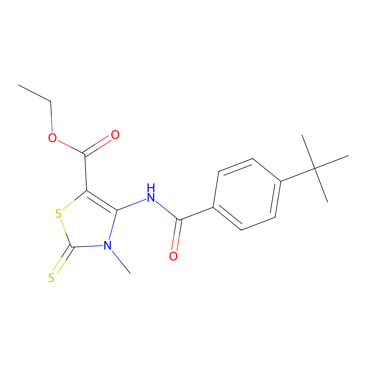Ethyl 4-[(4-tert-butylbenzoyl)amino]-3-methyl-2-sulfanylidene-1,3-thiazole-5-carboxylate molecular structure, CAS 488708-26-5