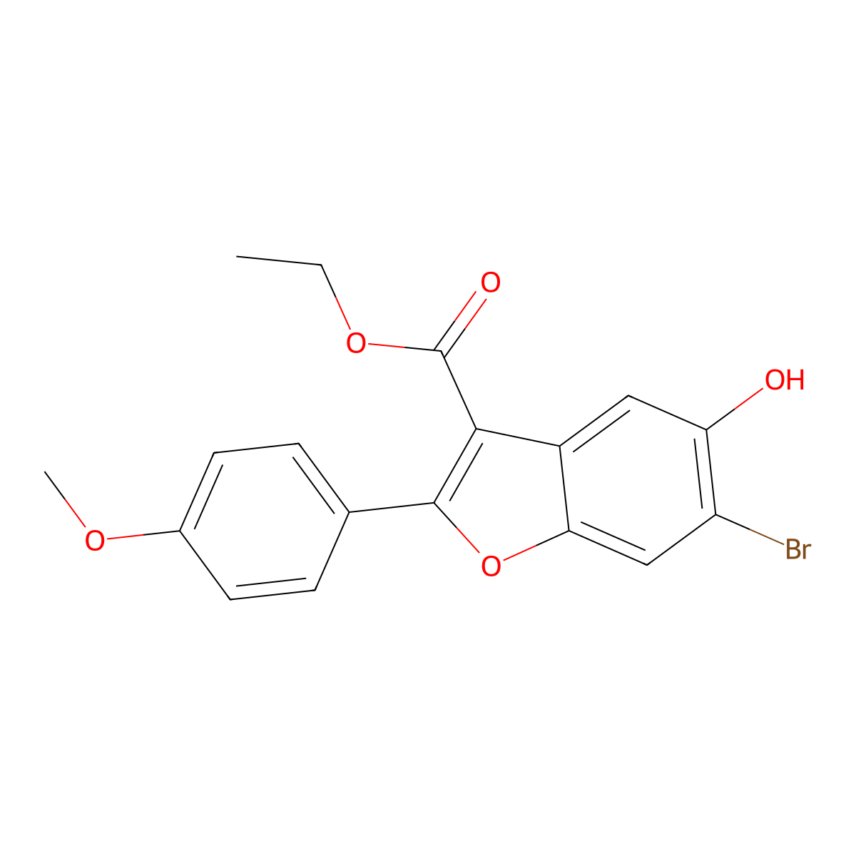 Ethyl 6-bromo-5-hydroxy-2-(4-methoxyphenyl)-1-benzofuran-3-carboxylate molecular structure, CAS 488708-79-8