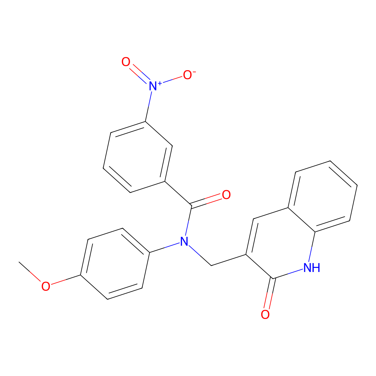 N-(4-methoxyphenyl)-3-nitro-N-[(2-oxo-1H-quinolin-3-yl)methyl]benzamide molecular structure, CAS 488709-09-7