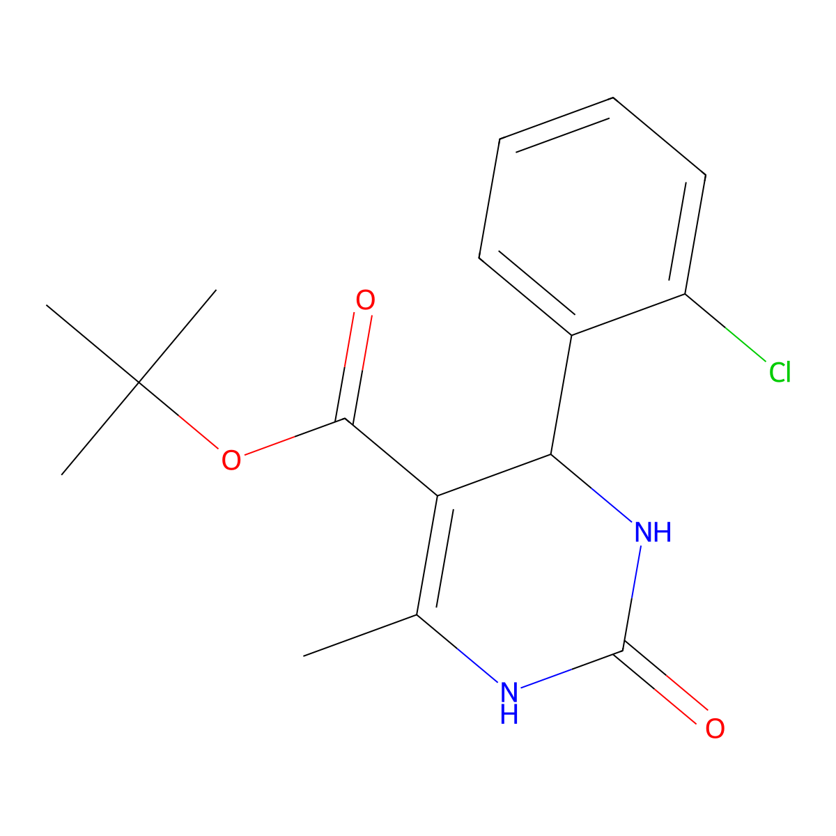 Tert-butyl 4-(2-chlorophenyl)-6-methyl-2-oxo-1,2,3,4-tetrahydropyrimidine-5-carboxylate molecular structure, CAS 488709-96-2