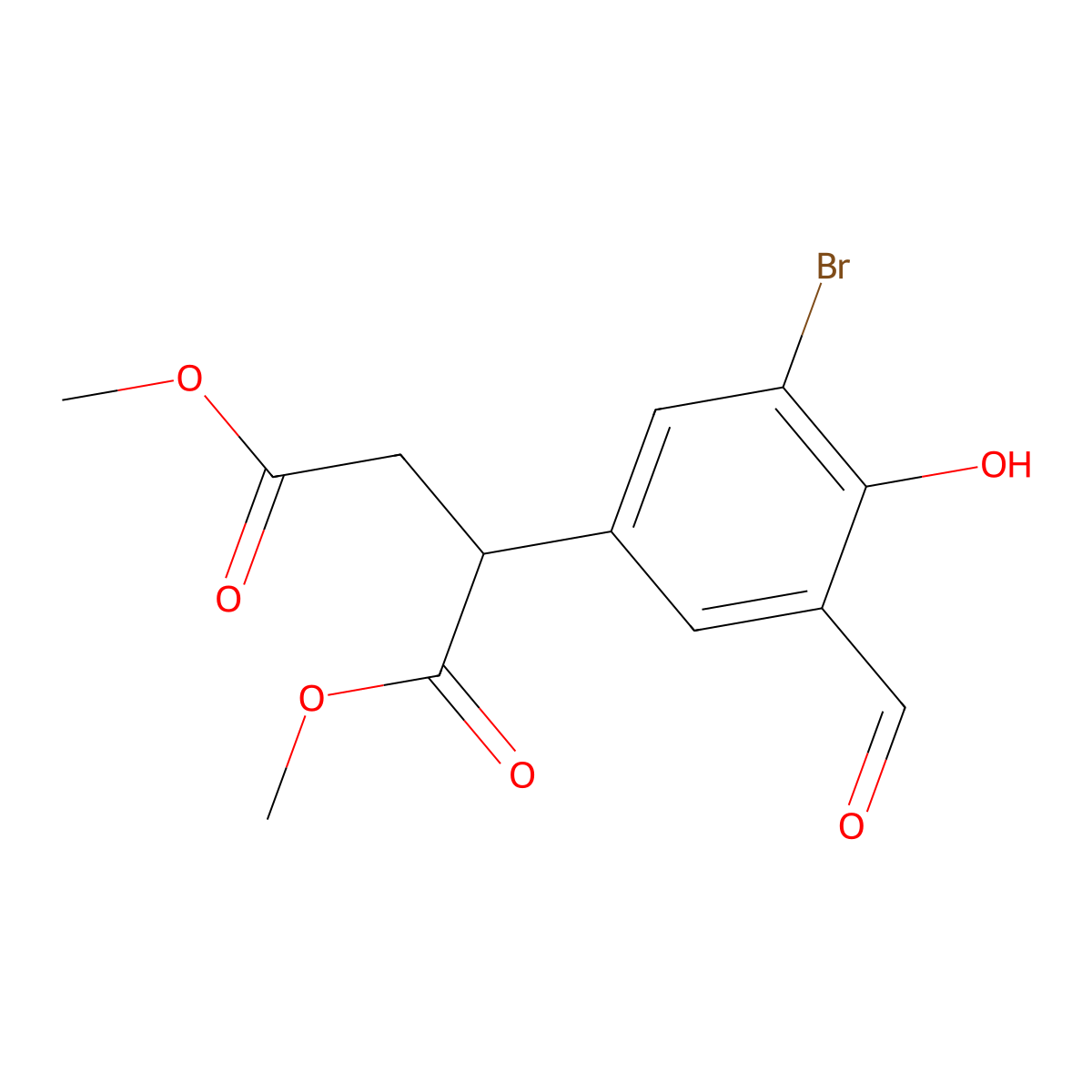 Dimethyl 2-(3-bromo-5-formyl-4-hydroxyphenyl)succinate molecular structure, CAS 488713-18-4