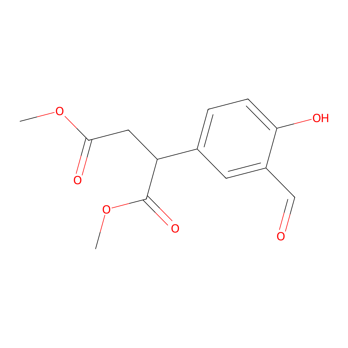 Dimethyl 2-(3-formyl-4-hydroxyphenyl)succinate molecular structure, CAS 488713-20-8