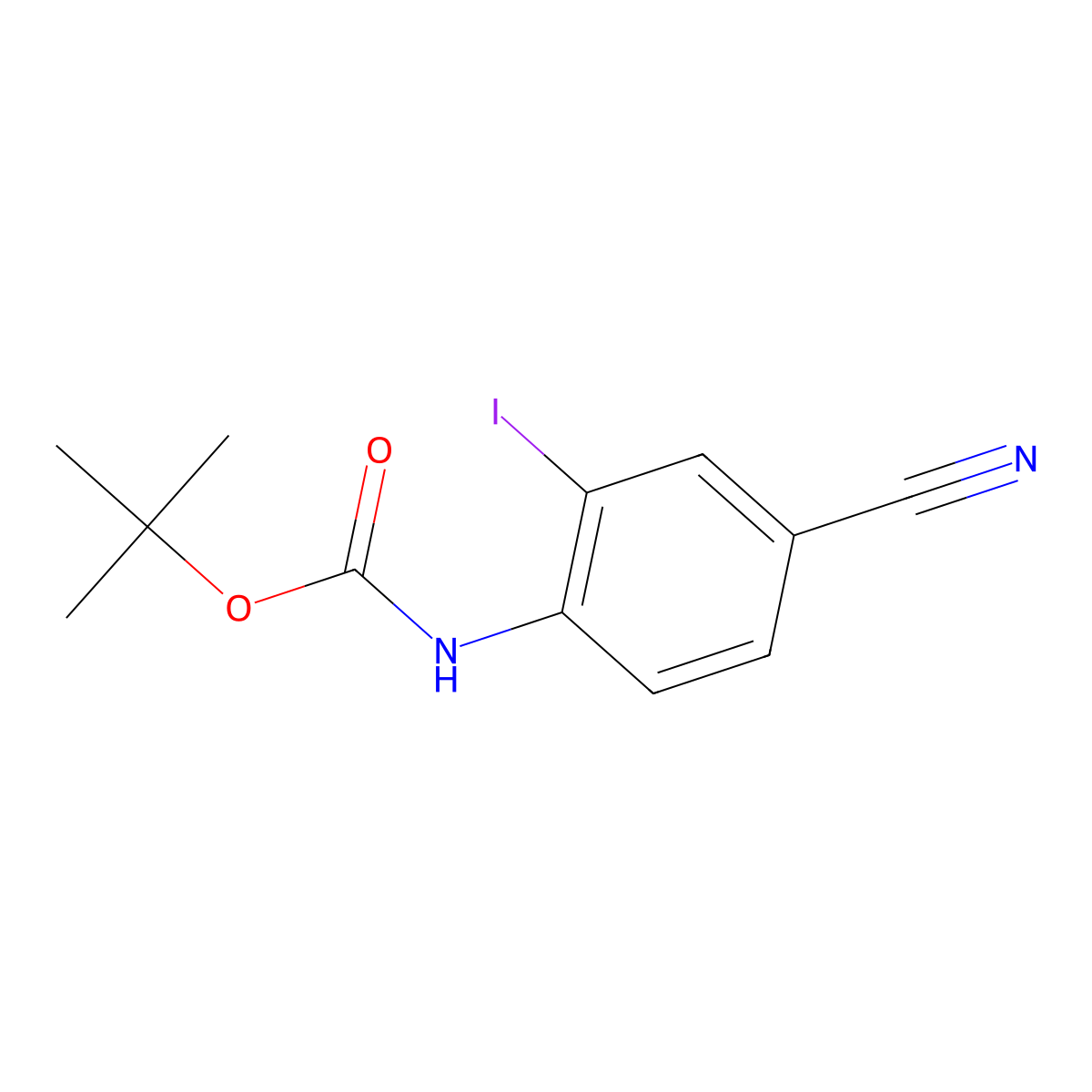 tert-Butyl (4-cyano-2-iodophenyl)carbamate molecular structure, CAS 488713-81-1