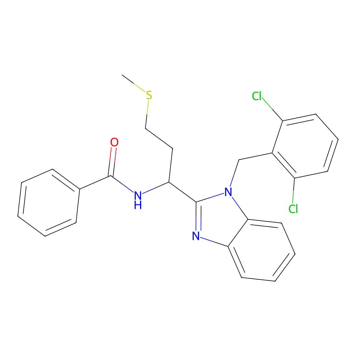 N-{1-[1-(2,6-dichlorobenzyl)-1H-benzimidazol-2-yl]-3-(methylsulfanyl)propyl}benzamide molecular structure, CAS 488714-99-4