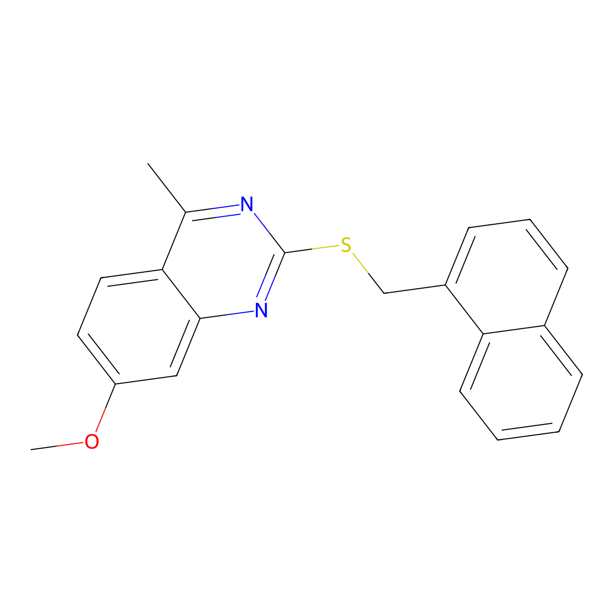 7-Methoxy-4-methyl-2-[(naphthalen-1-ylmethyl)sulfanyl]quinazoline molecular structure, CAS 488715-26-0