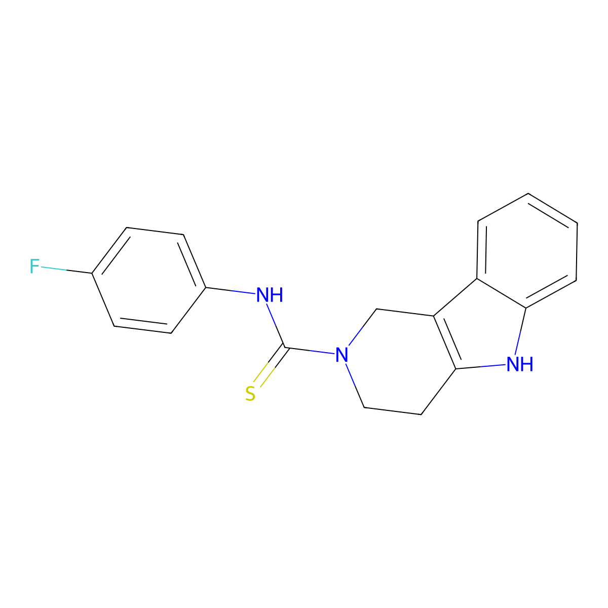 N-(4-fluorophenyl)-1,3,4,5-tetrahydropyrido[4,3-b]indole-2-carbothioamide molecular structure, CAS 488715-58-8