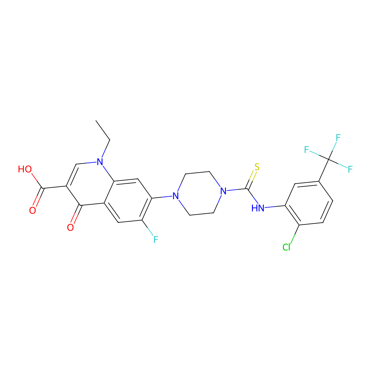 7-[4-[[2-Chloro-5-(trifluoromethyl)phenyl]carbamothioyl]piperazin-1-yl]-1-ethyl-6-fluoro-4-oxoquinoline-3-carboxylic acid molecular structure, CAS 488715-72-6