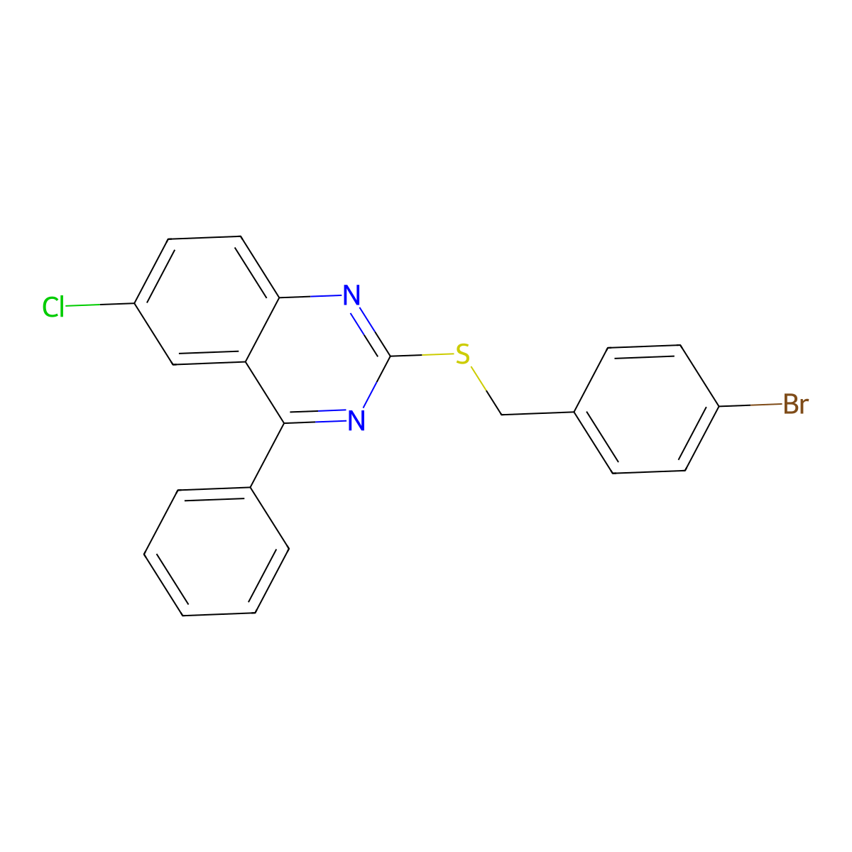 2-[(4-Bromobenzyl)sulfanyl]-6-chloro-4-phenylquinazoline molecular structure, CAS 488715-92-0