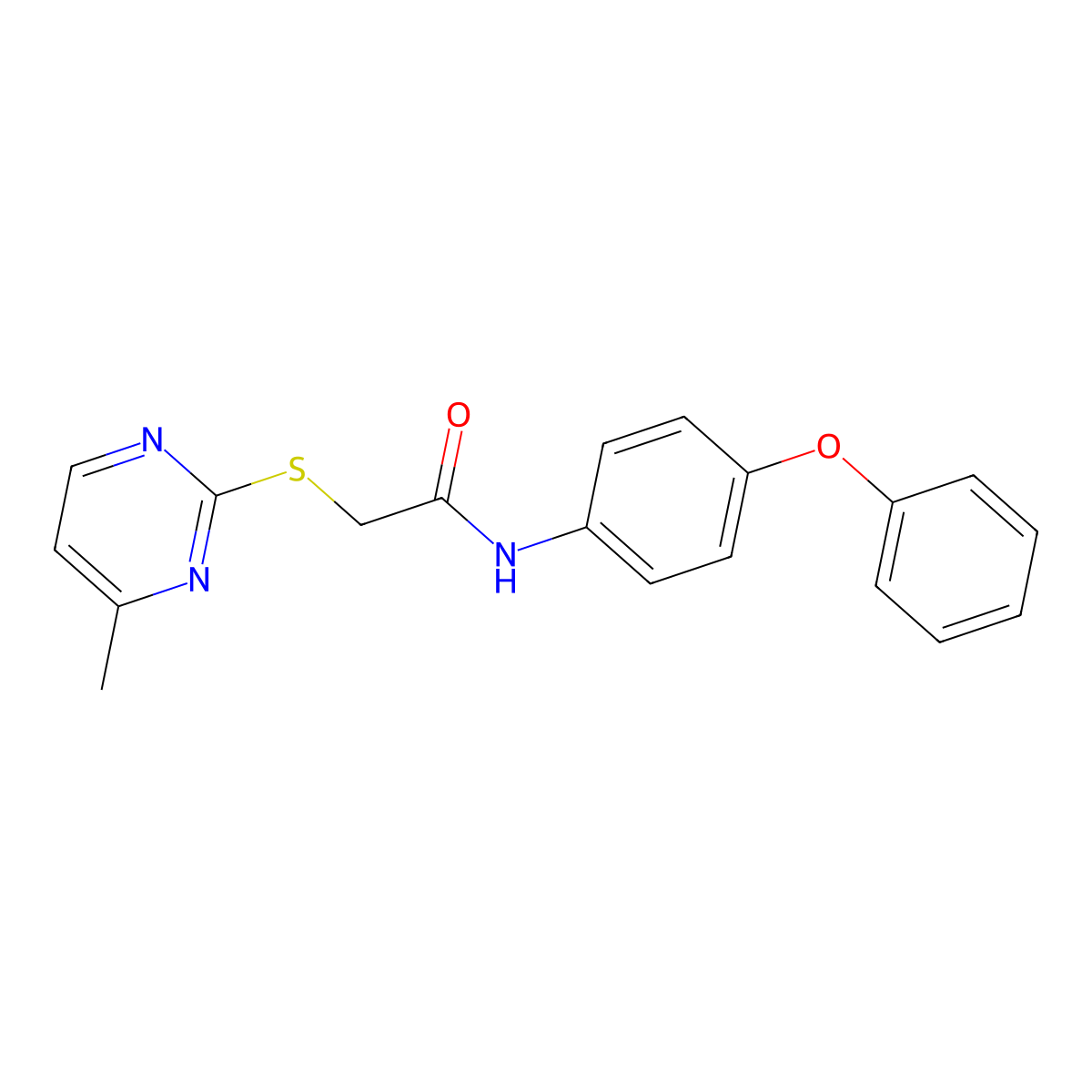2-[(4-methylpyrimidin-2-yl)sulfanyl]-N-(4-phenoxyphenyl)acetamide molecular structure, CAS 488715-98-6