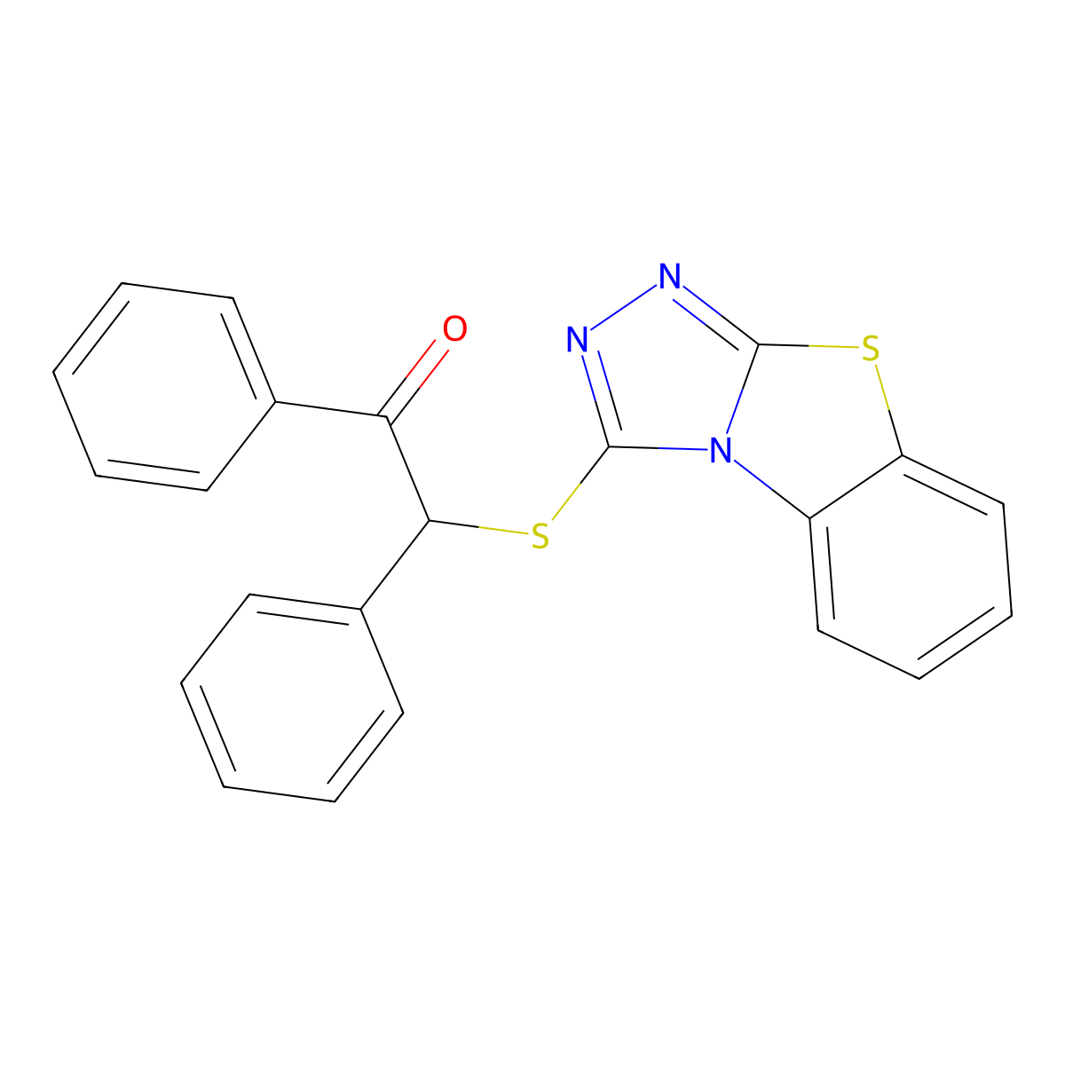 1,2-Diphenyl-2-([1,2,4]triazolo[3,4-b][1,3]benzothiazol-3-ylsulfanyl)ethanone molecular structure, CAS 488716-12-7