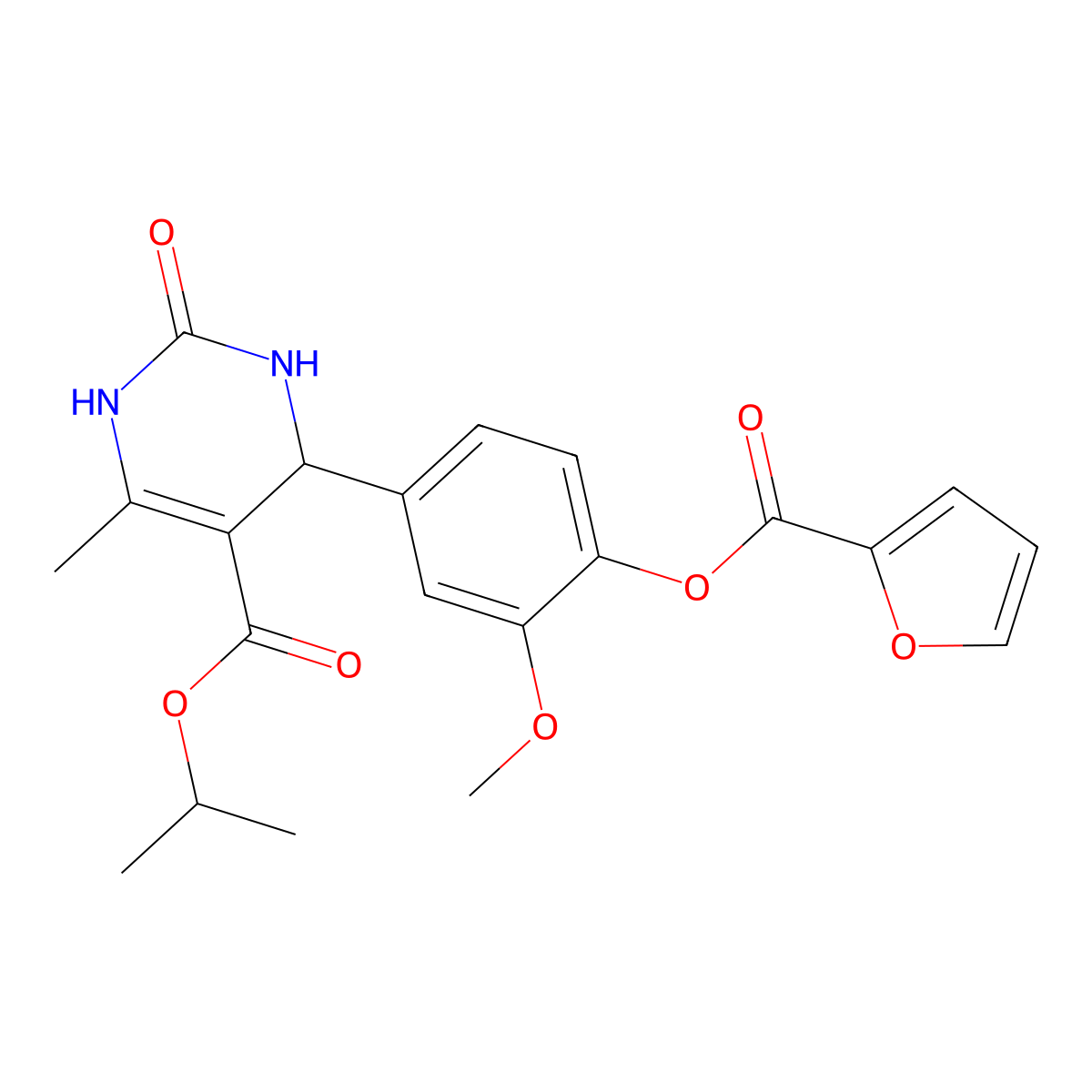 4-[4-(Furan-2-carbonyloxy)-3-methoxy-phenyl]-6-methyl-2-oxo-1,2,3,4-tetrahydro-pyrimidine-5-carboxylic acid isopropyl ester molecular structure, CAS 488716-51-4