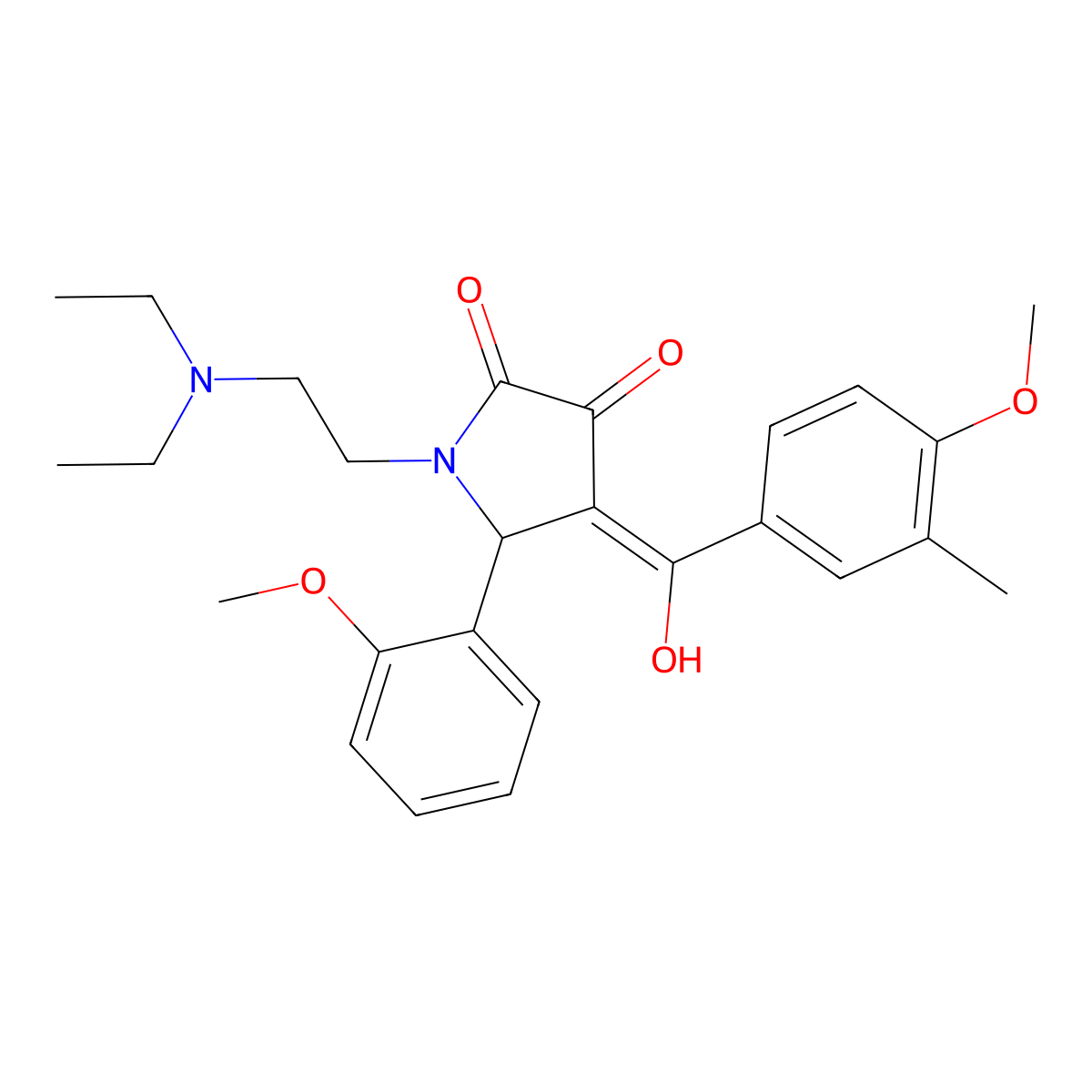 1-[2-(diethylamino)ethyl]-3-hydroxy-4-(4-methoxy-3-methylbenzoyl)-5-(2-methoxyphenyl)-2,5-dihydro-1H-pyrrol-2-one molecular structure, CAS 488716-72-9