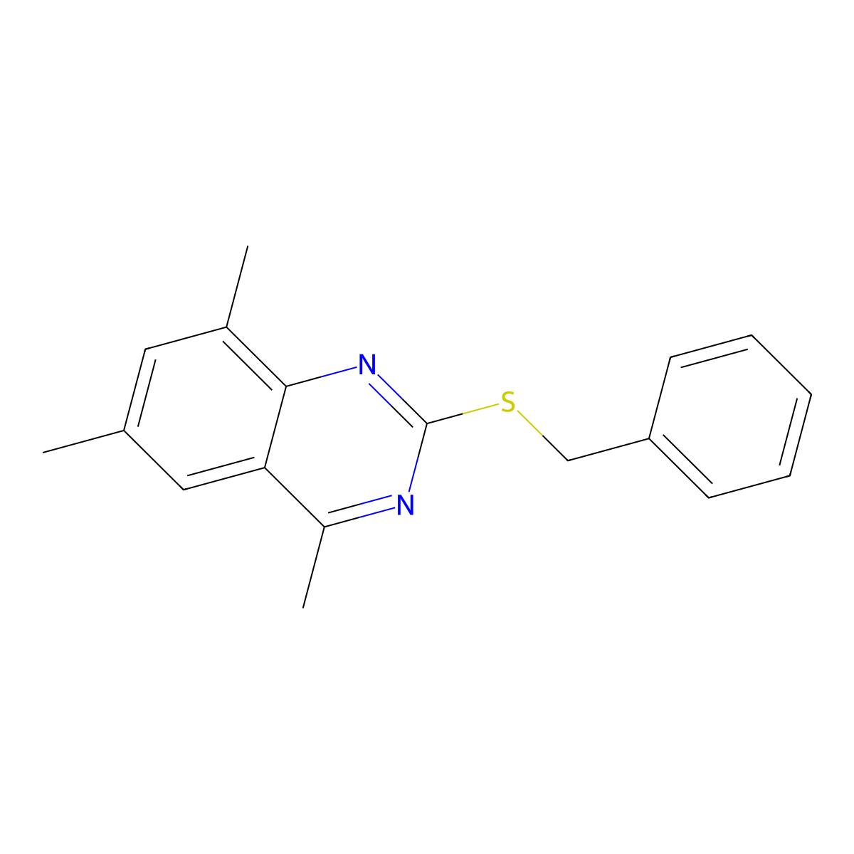 2-(Benzylsulfanyl)-4,6,8-trimethylquinazoline molecular structure, CAS 488716-75-2