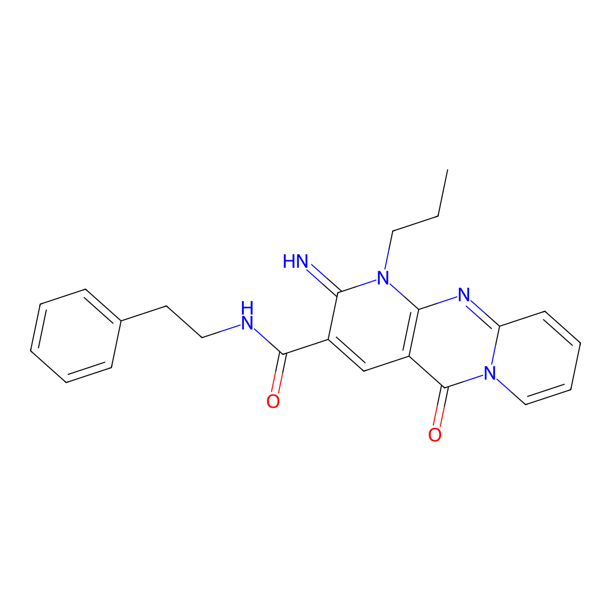 2-Imino-5-oxo-N-(2-phenylethyl)-1-propyl-1,5-dihydro-2H-dipyrido[1,2-A:2,3-D]pyrimidine-3-carboxamide molecular structure, CAS 488716-82-1