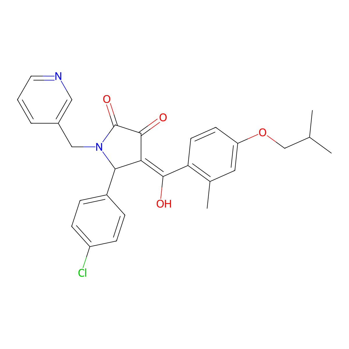 5-(4-chlorophenyl)-3-hydroxy-4-[2-methyl-4-(2-methylpropoxy)benzoyl]-1-[(pyridin-3-yl)methyl]-2,5-dihydro-1H-pyrrol-2-one molecular structure, CAS 488716-86-5