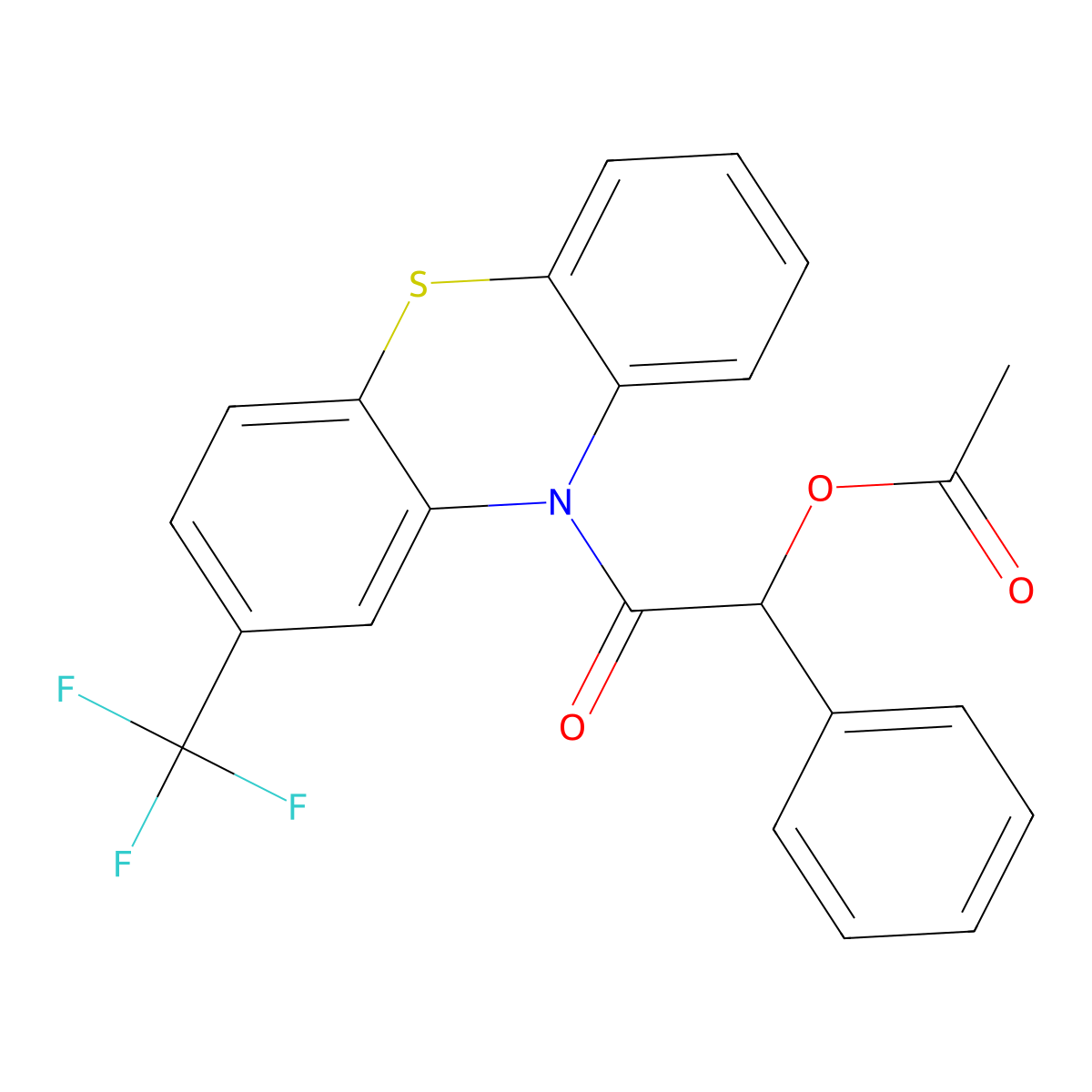 2-oxo-1-phenyl-2-[2-(trifluoromethyl)-10H-phenothiazin-10-yl]ethyl acetate molecular structure, CAS 488716-90-1
