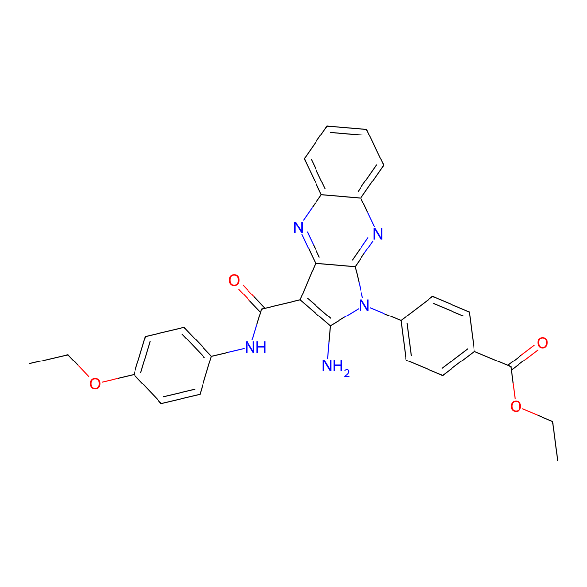 ethyl 4-{2-amino-3-[(4-ethoxyphenyl)carbamoyl]-1H-pyrrolo[2,3-b]quinoxalin-1-yl}benzoate molecular structure, CAS 488716-96-7