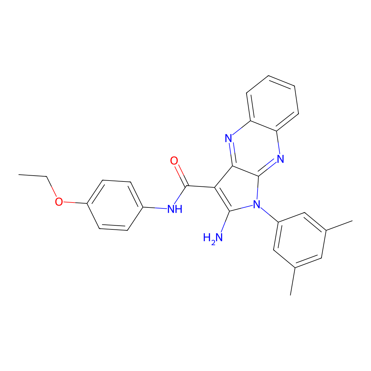 2-amino-1-(3,5-dimethylphenyl)-N-(4-ethoxyphenyl)-1H-pyrrolo[2,3-b]quinoxaline-3-carboxamide molecular structure, CAS 488717-04-0