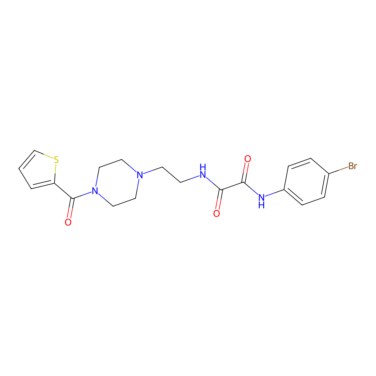 N'-(4-bromophenyl)-N-[2-[4-(thiophene-2-carbonyl)piperazin-1-yl]ethyl]oxamide molecular structure, CAS 488717-36-8